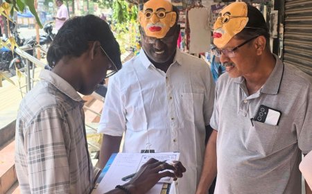 மக்கள் சக்தி இயக்கம் சார்பில் காந்தி முகமூடி அணிந்து மதுவுக்கு எதிராக கையெழுத்து இயக்கம்