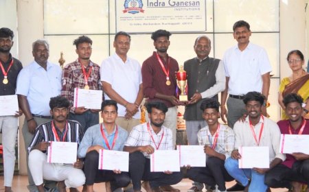 இந்திரா கணேசன் பொறியியல் கல்லூரி கைப்பந்து போட்டியில் முதல் இடத்தில் சாதனை