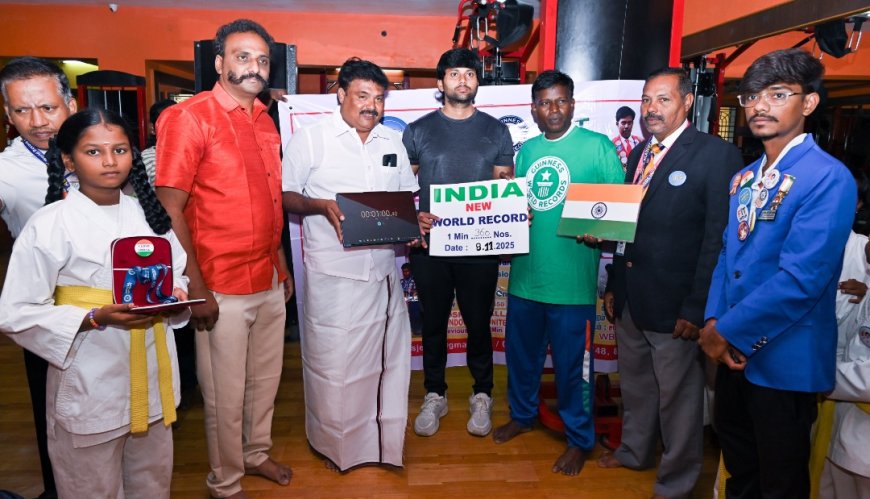திருச்சியில் கராத்தே மாஸ்டர் டிராகன் ஜெட்லீ புதிய கின்னஸ் சாதனை
