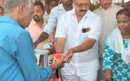திருச்சி கிழக்கு தொகுதி பாலக்கரை பேருந்து நிறுத்தம் அருகில் நீர் மோர் பந்தல் : ஆர்.கே.ராஜா திறந்து வைத்தார்