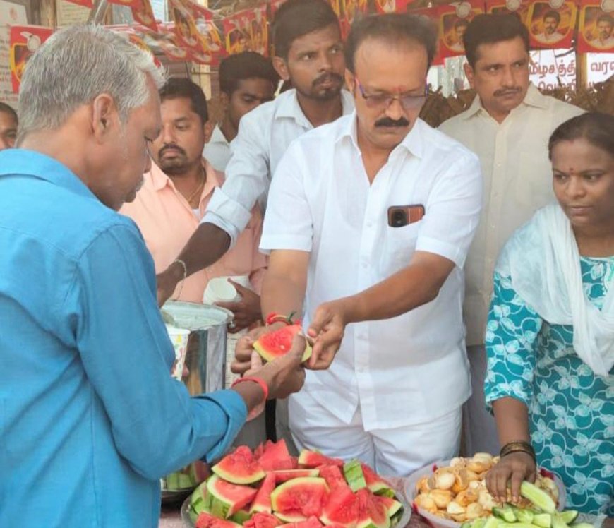 திருச்சி கிழக்கு தொகுதி பாலக்கரை பேருந்து நிறுத்தம் அருகில் நீர் மோர் பந்தல் : ஆர்.கே.ராஜா திறந்து வைத்தார்