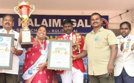 12 வது சர்வதேச யோகா தினத்தை முன்னிட்டு குளித்தலை ஸ்ரீ கலைமகள் ஸ்ரீ சாய் வித்யாலயா பள்ளிகள் 2 புதிய உலக சாதனைகள்