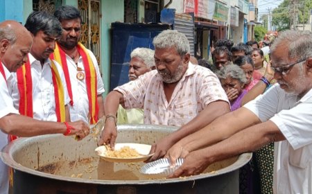 திருச்சியில் தமிழக முதல்வர் பிறந்த நாளையொட்டி செயல் திட்ட அலுவலகம் திறப்பு மற்றும் அன்னதான நிகழ்ச்சி : மாவட்ட செயலாளர் குடமுருட்டி கரிகாலன் கலந்து கொண்டு தொடங்கி வைத்தார்