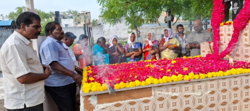திருச்சியில் கிரம்மர் சாண்டகிரன் பவுண்டேஷன் முன்னாள் தலைவர் ரெவரண்ட் தர்மராஜ்  11 ஆம் ஆண்டு நினைவு தினம் : மாணவ மாணவிகளுக்கு கல்வித் தொகை வழங்கல்