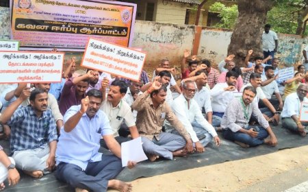 உழவர் அலுவலர் தொடர்பு திட்டத்தை ரத்து செய்திடக் கோரி தமிழ்நாடு தோட்டக்கலை துறை அலுவலர்கள் ஆர்ப்பாட்டம்