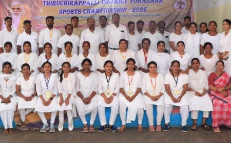 திருச்சிராப்பள்ளி மாவட்ட யோகாசன ஸ்போர்ட்ஸ் சாம்பியன்ஷிப் 2026 : தேர்ந்தெடுக்கப்பட்டவர்கள் மாநில அளவிலான போட்டிக்கு தகுதி
