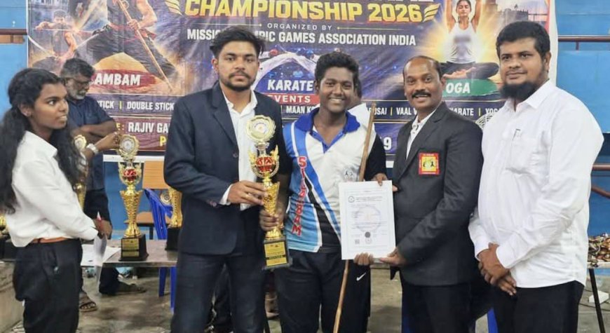புதுச்சேரியில் நடைபெற்ற திறந்தவெளி சர்வதேச அளவிலான சிலம்ப போட்டியில் UTJ ஸ்போர்ட்ஸ் அகாடமி மாணவர்கள் வெற்றி பெற்று சாதனை