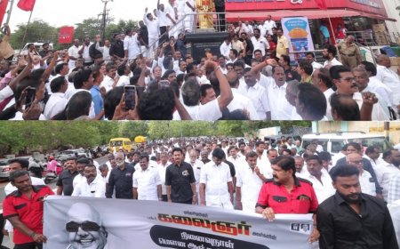 முன்னாள் முதல்வர் கலைஞரின் அவர்களின் 8-வது ஆண்டு நினைவு நாள் அனுசரிப்பு : முன்னாள் அமைச்சர் மகேஷ் பொய்யாமொழி தலைமையில் அமைதி ஊர்வலம்