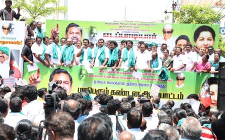 விவசாயிகளுக்கு பாதுகாவலராக அதிமுக என்றைக்கும் இருக்கும் : த.வெ.க அரசை கண்டித்து நடந்த ஆர்ப்பாட்டத்தில் முன்னாள் அமைச்சர் காமராஜ் பேச்சு